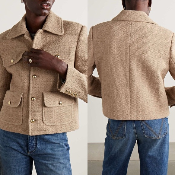NILI LOTAN Paloma Cotton-Blend Tweed Jacket Camel Sz S - Picture 10 of 10